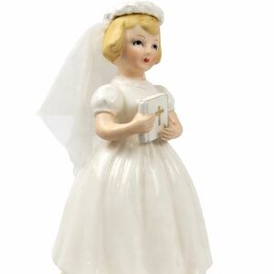Vintage Schmid Bros First Communion Girl Music Box Figurine Ave Maria
